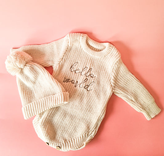 Birth Announcement Knitted Romper